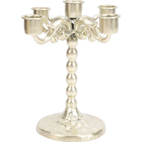 Bougeoire 5 branches Style européen Fer forgé Doré Porte-bougies décoratif pour table centre de table mariage (1/5)