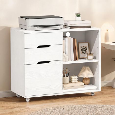 Meuble de rangement de bureau branco en MDF 80 x 40 x 68 cm (1/5)