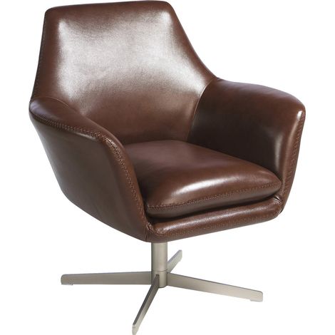 Fauteuil pivotant cuir marron Angel Cerda - Cognac chic et contemporain (1/5)