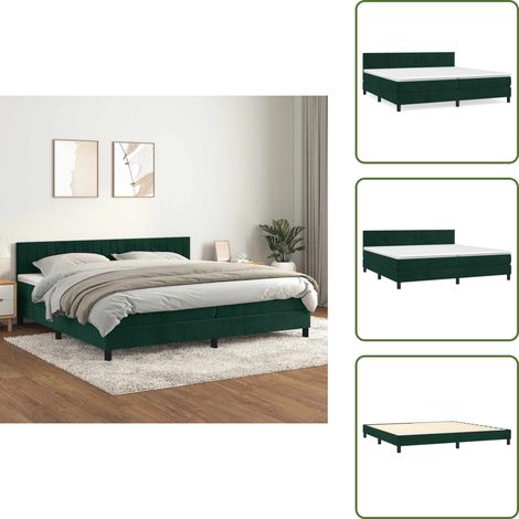 Letto con velluto - vidaXL Giroletto a Molle con Materasso Verde Scuro 200x200 cm Velluto - Letto con materasso a molle