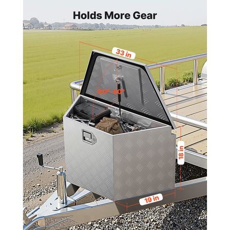 Boîte à Outils pour Remorque 83,8x48,3x45,7 cm, Coffre de Timon ou Flèche de Remorque en Aluminium, pour Rangement Pick-up Caravane… (1/5)
