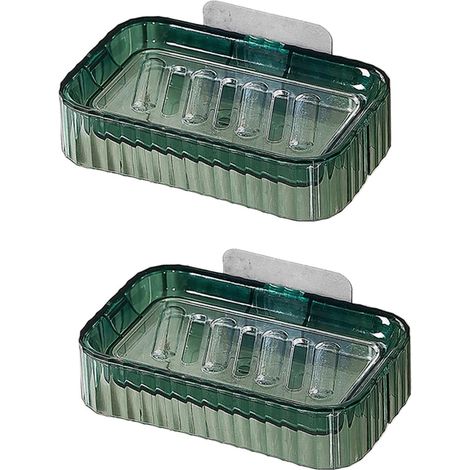 Set mit 2 Seifenschalen, doppelwandiger Seifenspender für die Dusche – grün