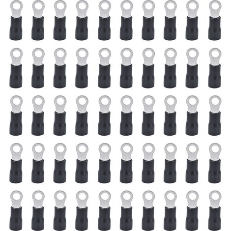 50 pièces cosses à anneau AWG14-12 isolées, kit de connexion électrique pour équipement (1/5)