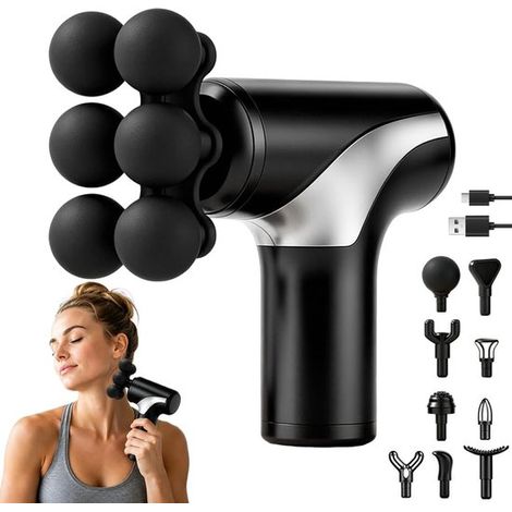 Pistola massaggiante, mini massaggiatore muscolare con schermo LCD e 10 testine (1/5)