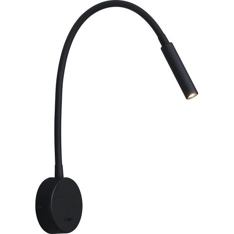 Black Reading Light, 3W 3000K LED Flexible Gooseneck Lamp Wall Mounted Reading Light 240V with Switch for Bedrooms Living Room Indoor Living Room