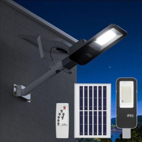 100W Réverbère Solaire Extérieur avec Télécommande 289LED 10000mAh Projecteur LED Solaire haut Lumens LED Réverbère 15000LM 6000K Blanc Froid Étanchéité IP65 pour Rue, Cour et Parking [ (1/5)