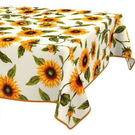 Nappe enduite Tournesols avec Ourlet 160x140 cm Anti-Taches (1/5)
