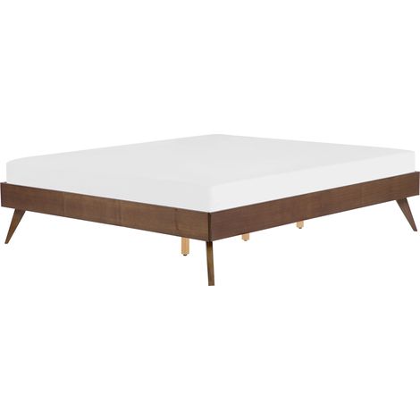Cama madera de fresno oscura moderna 160 x 200 cm somier de láminas Berric (1/5)
