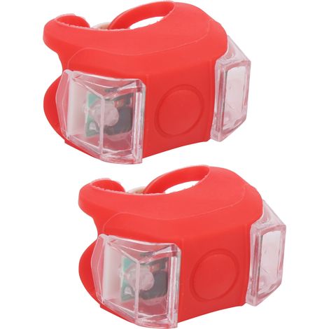 Lot de 2 feux de vélo LED avant et arrière, lampe de sécurité multicolore avec 3 modes d'éclairage, étanches, rouge. (1/5)