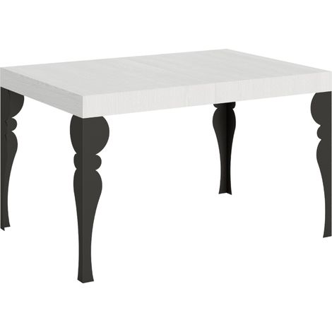 Tavolo allungabile 120/224x90 cm Paxon bianco frassino gambe antracite (1/4)