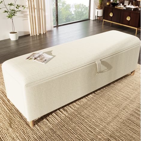 Panca contenitore 145 x 38 x 46 cm con apertura idraulica, beige DESVIAE (1/5)