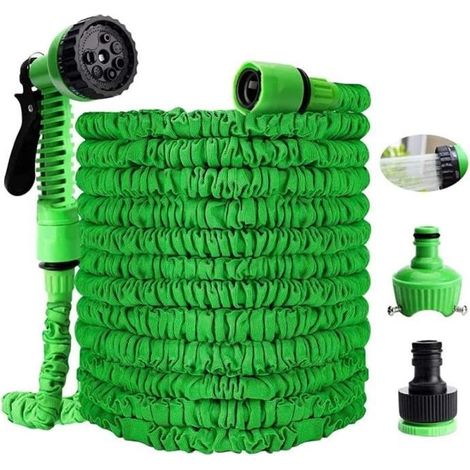 tuyau arrosage extensible Tuyau dArrosage Extensible 45m 150FT Tuyau deau Teacutelescopique Flexible avec Pistolet agrave Eau ag187 (1/4)