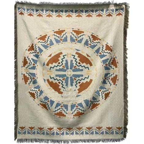 Nappe rectangulaire double couche, vintage, 2 couleurs, franges 4 côtés, 90x150 cm, pour canapé, table de pique-nique (1/5)