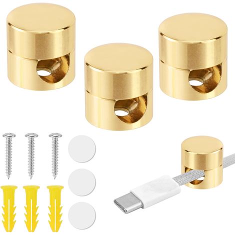 Gosknor Lot de 3 attaches de câble dorées pour bureau, support de câble pour chargeur de téléphone, organisateur de câbles en aluminium-AquaForge (1/5)