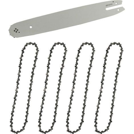 Lot de 4 Chaînes Tronçonneuse 35cm 3/8" 1.3mm 50 Maillons Gouge Carrée Compatible STIHL Guide 35cm
