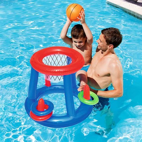 Jouets Gonflables Basket-Ball, Panier De Basket Flottant, Piscine Gonflable Jouets, Gonflable Jeu de Lancer D'anneau pour Enfants et Adultes--Lefou (1/5)