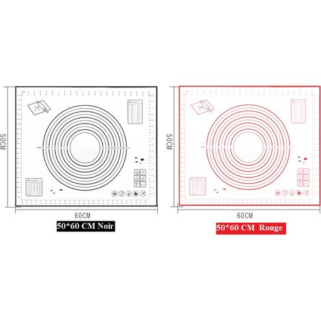 MINKUROW Tappetino Da Forno Antiaderente In Silicone Con Misure 2 Pezzi Per 60 x 50 Cm (Rosso + Nero) (1/4)