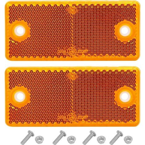 Réflecteur de Remorque 2pièces,Jaune,Rectangulaire,Visser,Homologué E9,90x40x8mm, Réflector Rectangulaire Catadioptre Remorque pour Tracteur Bicyclett (Jaune/Rectangulaire/2pièces) (1/5)
