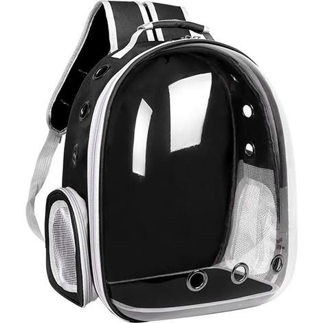 Sac à dos pour chat, respirant, portable, grande capacité, double bandoulière – Sac à dos pour chats noir 30 × 23 × 42 cm /XMBB-HEI/ (1/4)