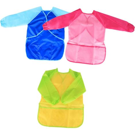 couverture de manteau de peinture pinceaux enfants blouse kit de peinture pour enfants tablier enfant tablier imperméable er pour er de e Yellow (1/5)