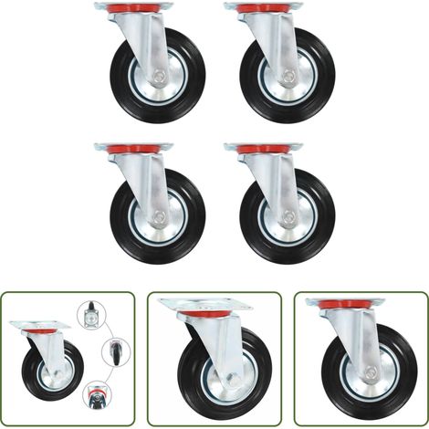 Roulettes en caoutchouc - Roulettes pivotantes 4 pcs 160 mm (1/5)