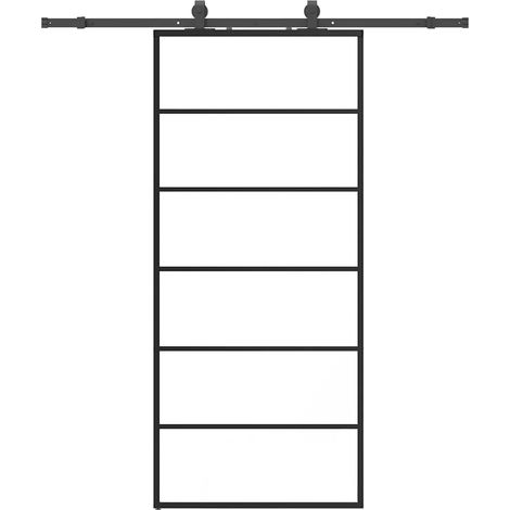 Maison Exclusive - Schiebetür mit Beschlag Schwarz 90x205 cm ESG-