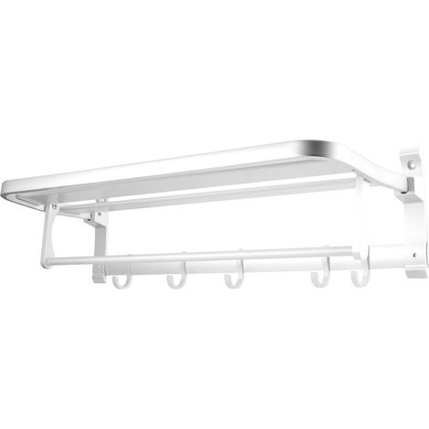 Klappbarer Handtuchhalter aus Aluminium, weiß, Badezimmer-Aufbewahrungsregal, WC-Zubehör (1/5)