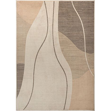 Tapis contemporain en viscose tons neutres douceur moderne - Beige naturel lumineux (1/4)