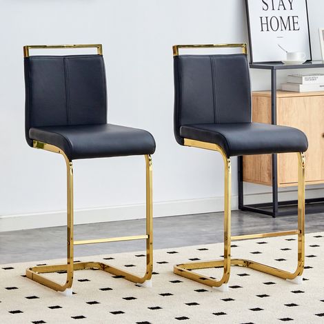 Set di 2 sgabelli da bar, 96,5 cm, PU nero e metallo dorato HAVRYA (1/5)