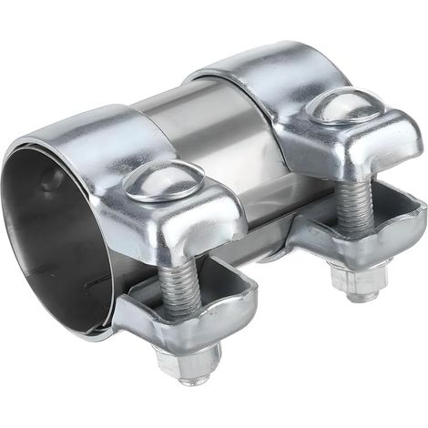 Manchon De Serrage De Bande D'échappement, Bande Tuyau Silencieux D'échappement En Acier Inoxydable, Collier Serrage Double Pour Raccords Pot D'échappement, Adapté à La Plupart Des Voitures (1/5)