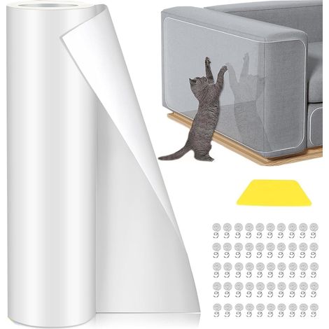 Protection Canape Chat Anti Griffe 40x500cm, Protecteur De Rayure De Chat Autocollant pour Meubles Porte Mur Canapé Comptoirs Armoire (1/5)