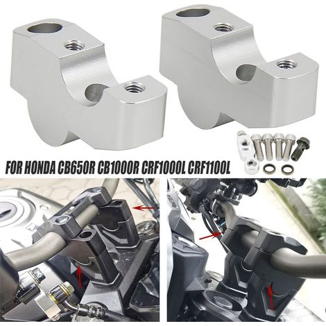 Passend für Vorbau und Lenkergriffe der Motorräder Honda CB650R, CB1000R und CRF1000L (silber). (1/4)