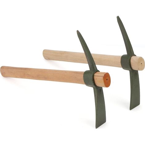 Lot de 2 pics de jardin de 35 x 23 cm avec poignée, pioche de jardin, pioche pour jardinage, plantation et camping (1/5)