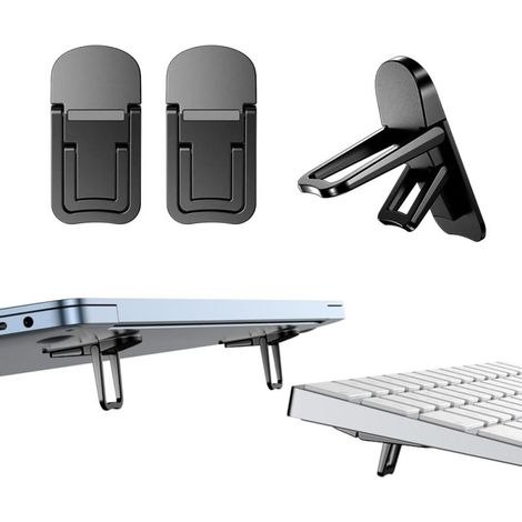 Irovami Supports laptop alliage zinc – 2 angles, adhésifs, noir, pliables (1/5)
