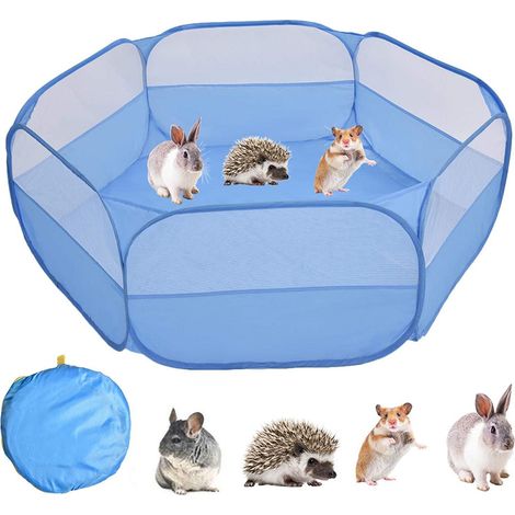 1 Parc à petits animaux, structure acier mémoire de forme, filet polyester respirant, enclos pliable portable pour intérieur extérieur (1/5)