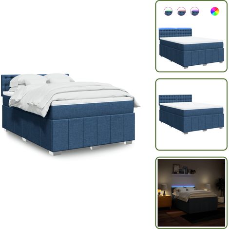 Boxspringbett mit Matratze Blau 140x200 cm Stoff - Boxspringbett - Boxspringbetten - Bett - Bettgestell (1/5)