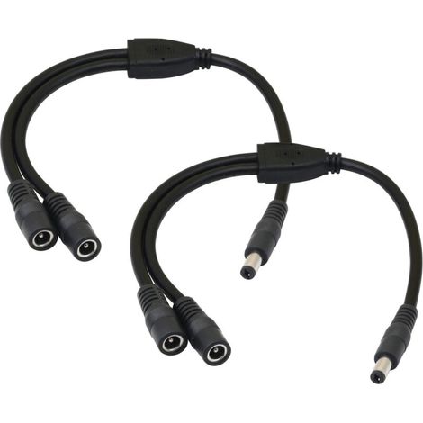 Câble d'alimentation DC Splitter 1 mâle à 2 femelles 5.5/2.1mm – Longueur 30 cm – Fil de cuivre pur pour caméras CCTV