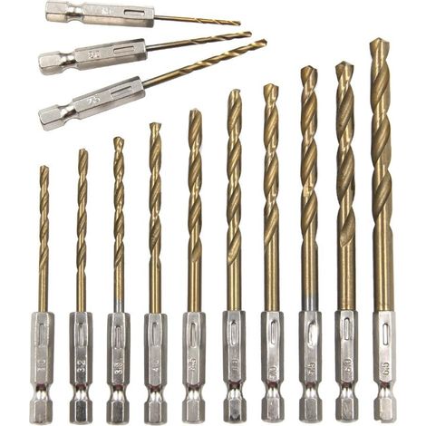 13 forets hexagonaux en titane plaqué pour pâte frite, de 1,5 à 6,5 mm, pour perceuse électrique, tournevis, forets, alésoirs et outils de perçage (1/4)