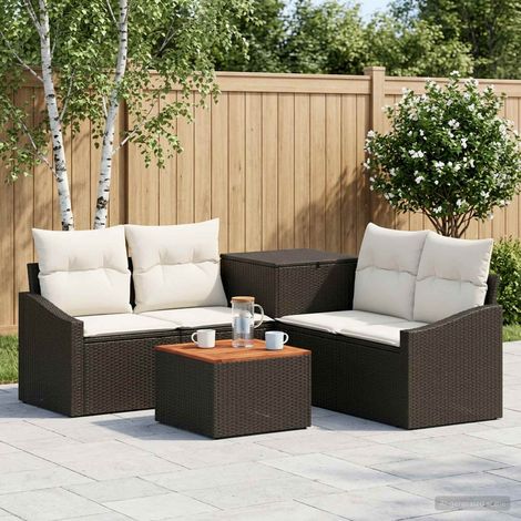 vidaXL Set di divani 6 pz Nero e Bianco Crema 55 x 55 x 37 cm (1/5)
