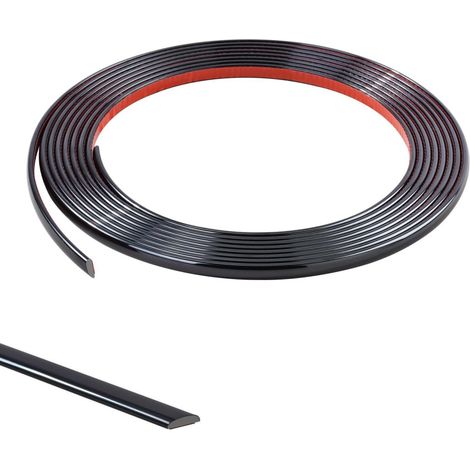 5M Moulure Décorative Autoadhésive Bord de Papier Peint Carrelage Miroir Mur Plafond Armoire Baguette de Finition PVC Bandes de Calfeutrage Bande Décoration Murale,10mm Noir (1/5)