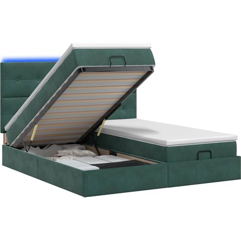 Maison Exclusive - Letto Ottomano con Materasso e LED Verde Scuro 180 x 200 cm (1/5)