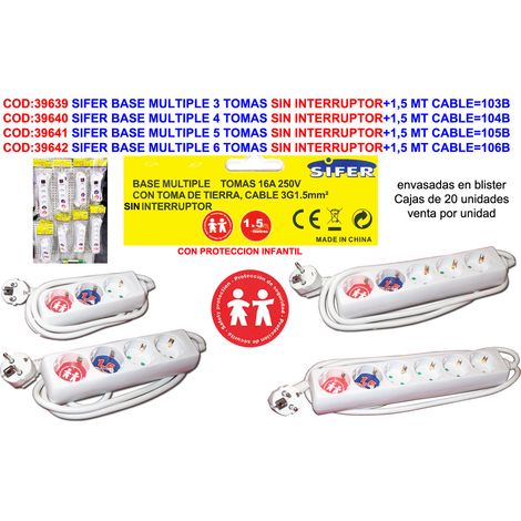 SIFER sifer prolongador base multiple 4 tomas+1,5 mt cable 104b