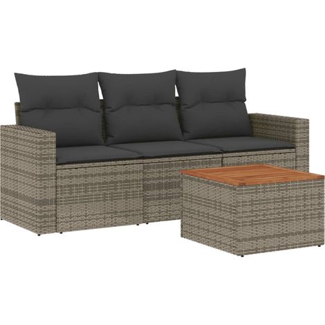 Maison Exclusive - 4-tlg. Garten-Sofagarnitur mit Kissen Grau Pol