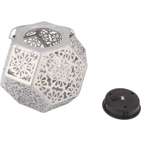 Ortviai Lanterne Solaire LED Extérieure Décorative en Forme de Polygone Argenté IP44 – 1 unité