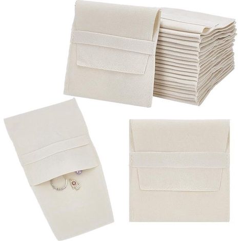 24 Schmuckbeutel aus Mikrofaser in Antik Spitzenfarbe, luxuriöse Aufbewahrungsbeutel für Schmuck, Süßigkeiten und Geschenke 9,6 x 9,5 cm, zum Ver (1/5)