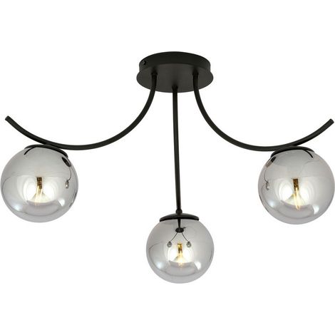 Lampada a Soffitto Boston, Acciaio verniciato a polvere, Vetro, Nero, Grigio, 70x37x65 cm (1/5)