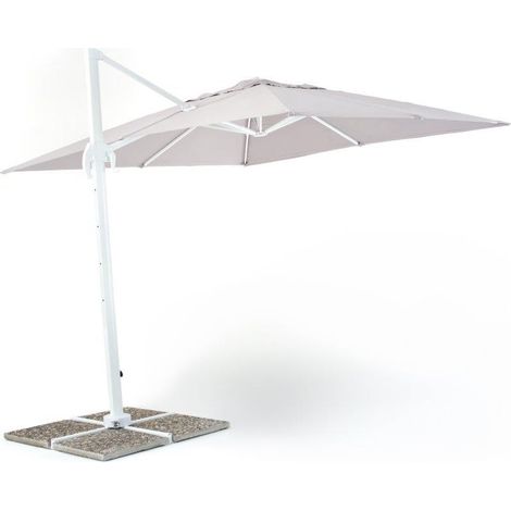 ombrellone da giardino retrattile "verso" con struttura in alluminio bianco e telo grigio- 3x4x2 metri