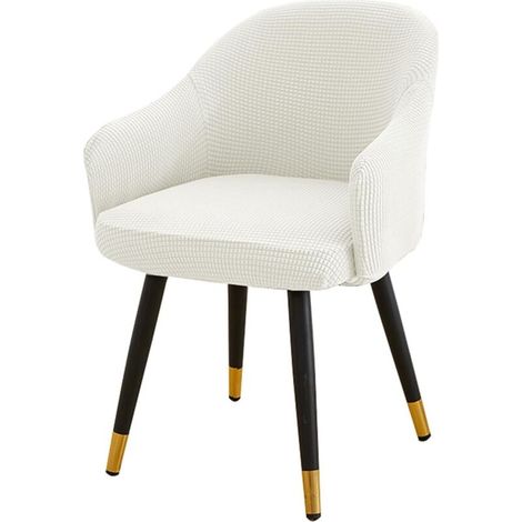 Housse de chaise extensible à dossier incurvé – Tissu élasthanne et polyester – Protection contre taches et usure – Convient aux chaises avec accoudoirs