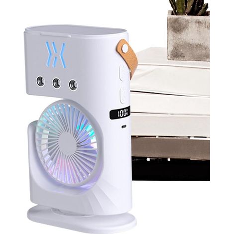 Ventilatore nebulizzatore - Mini raffrescatore d'aria - Raffreddamento personale - 3 velocità - Serbatoio da 500 ml - Bianco (1/5)