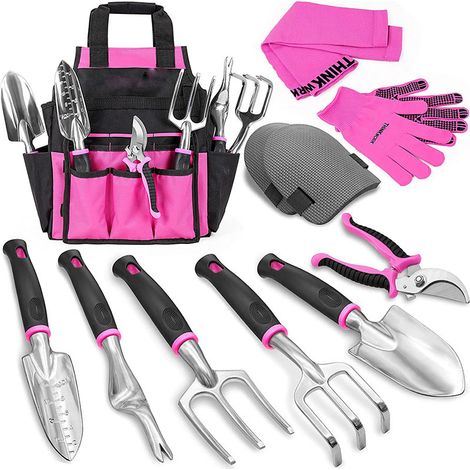 Ensemble de 9 outils jardinage en acier inoxydable avec sécateur et gants (1/5)